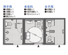 ユニットトイレ商品例〜3ユニット屋根付平面図2